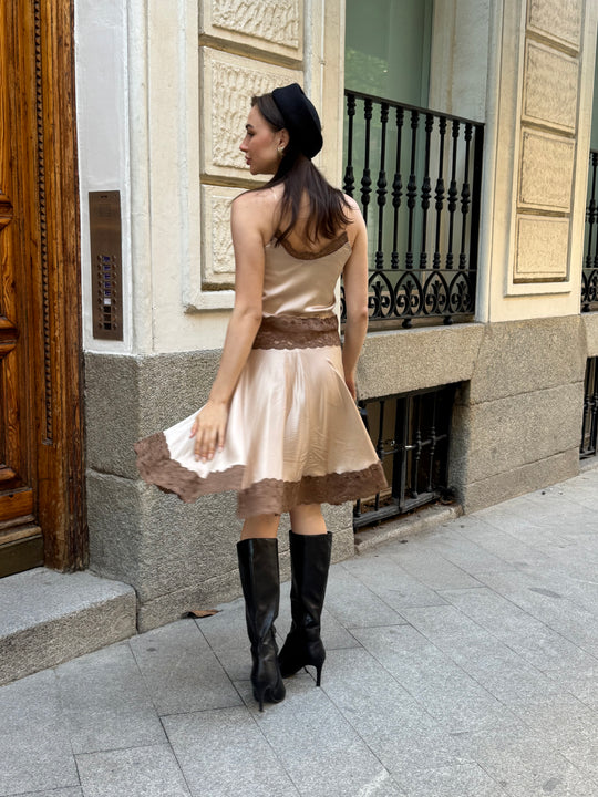 Mild Beige  Lace Dress
