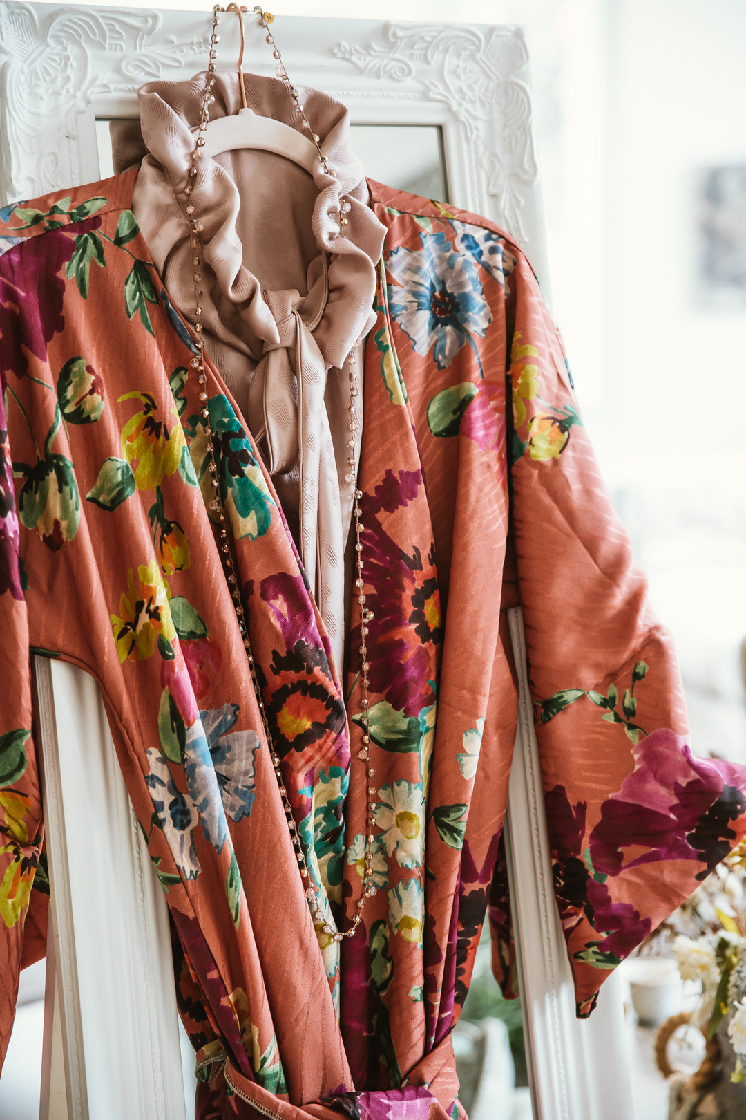 Floral Rust  Jacquard Kimono - Nicotrella